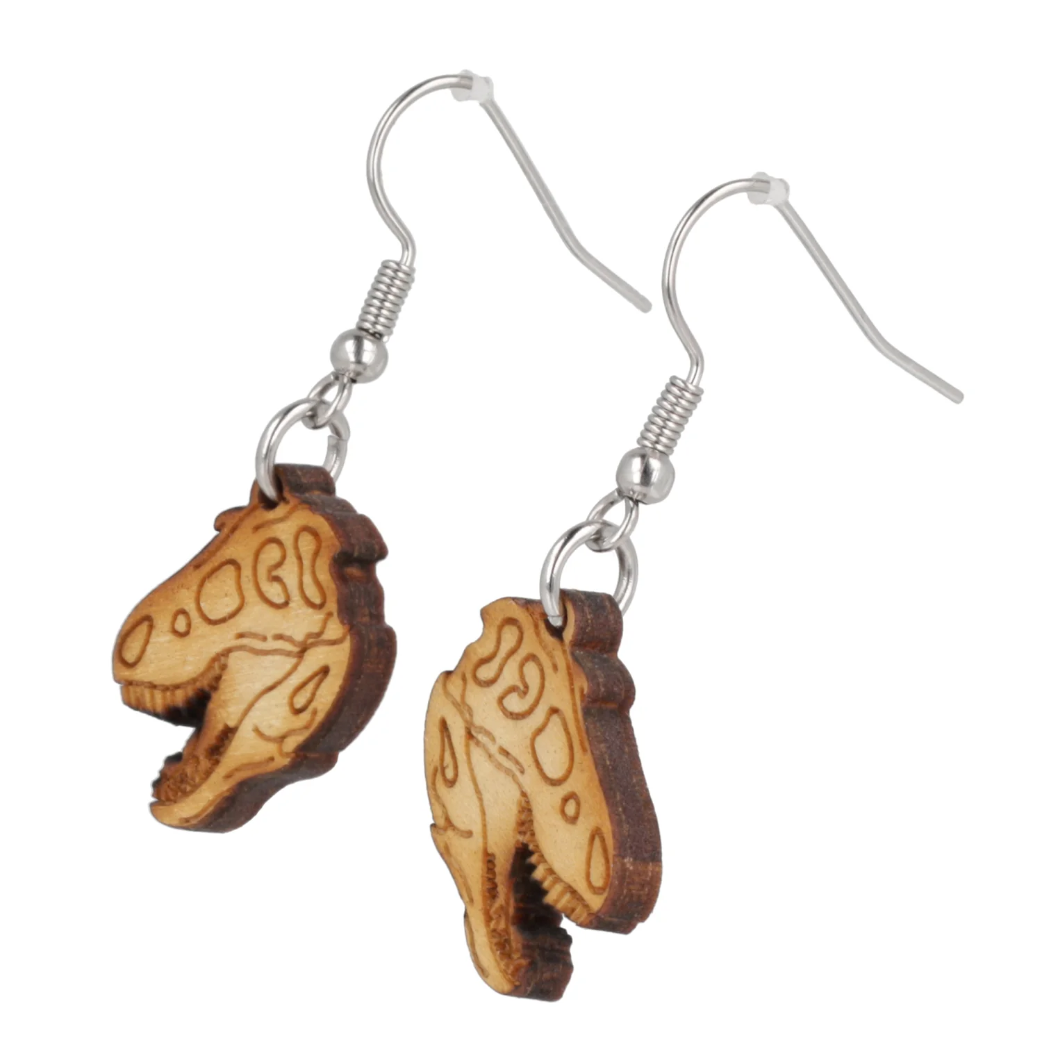 Wooden T-Rex Skull Earrings - Image 5