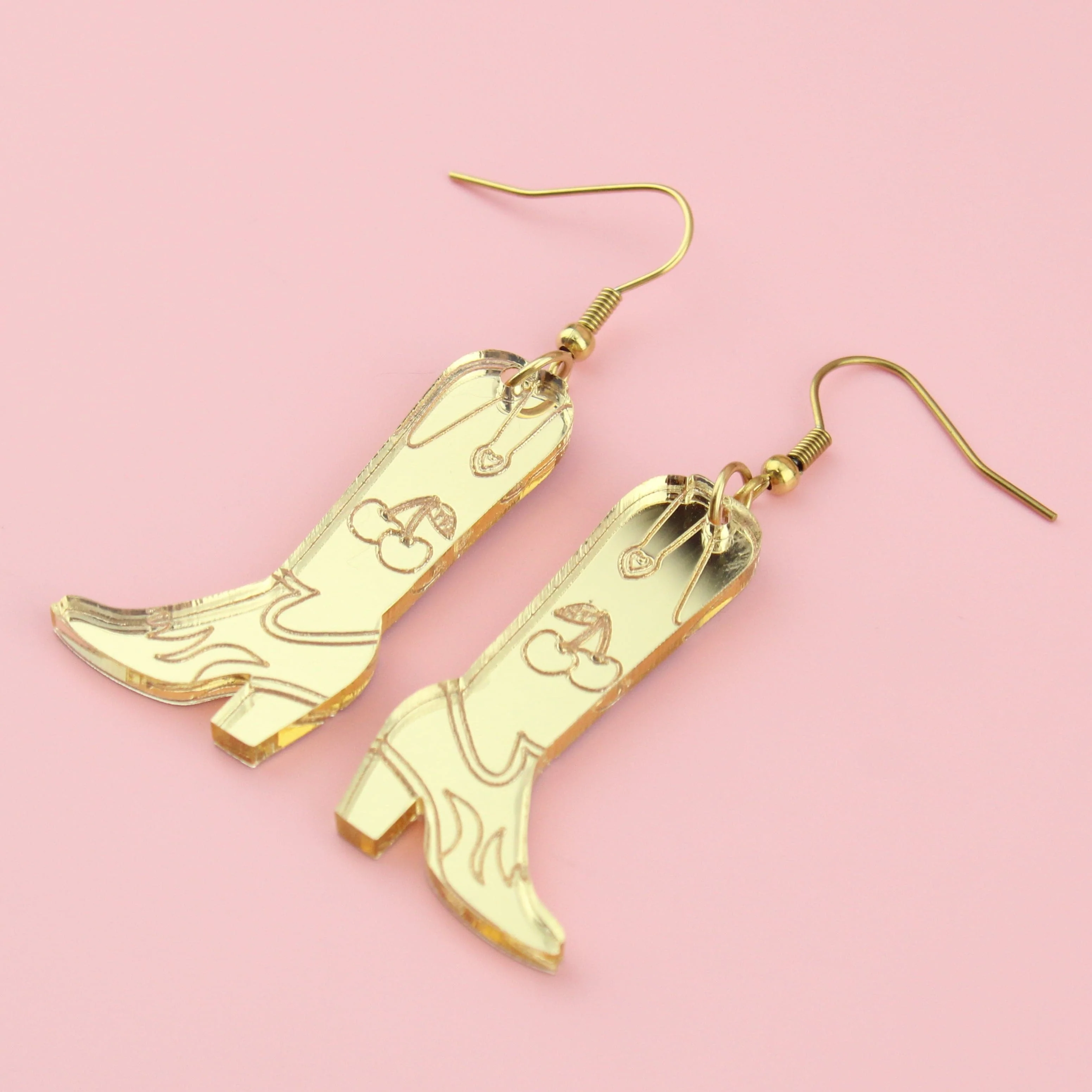 Working 9-5 Gold Cowgirl Boot Earrings - Image 4