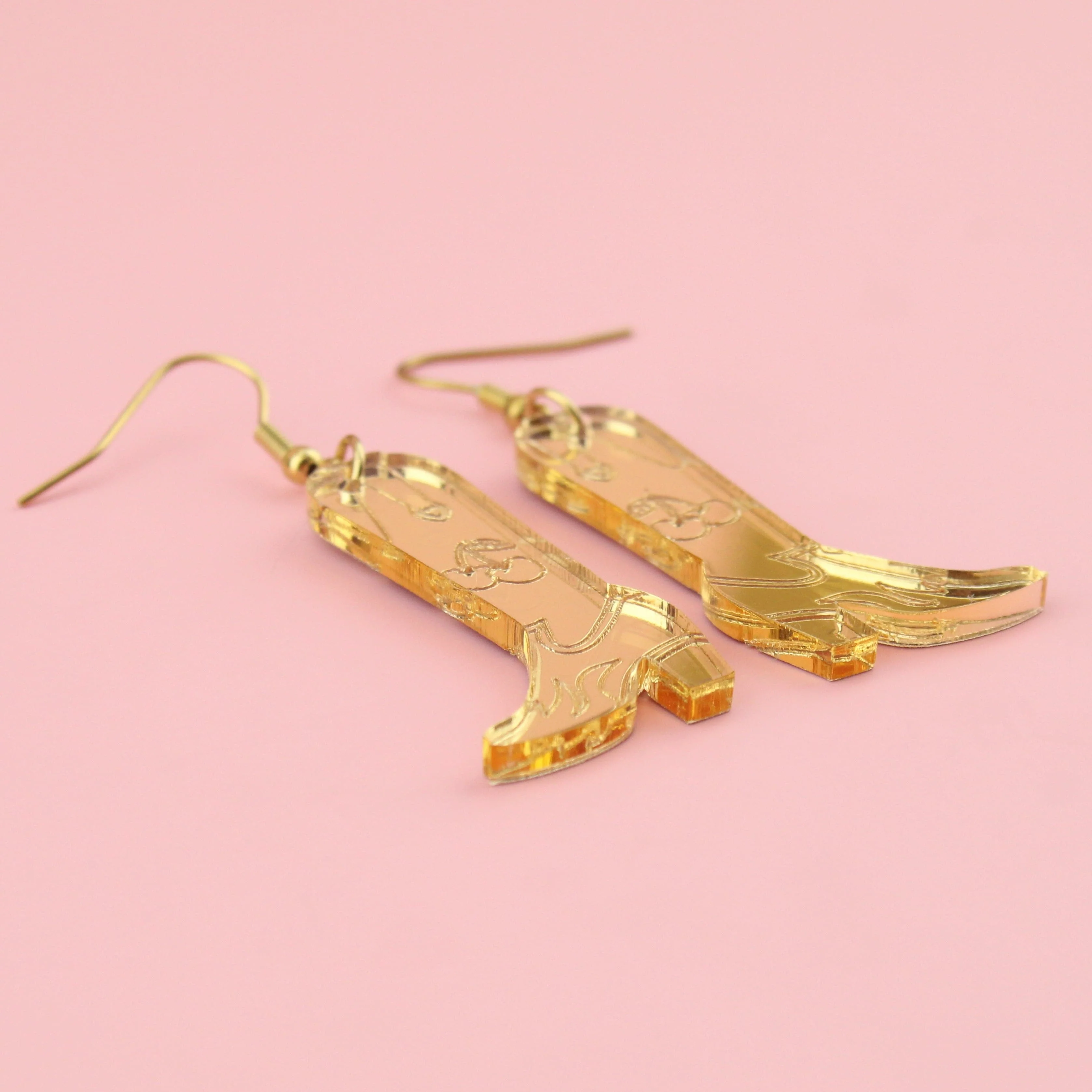 Working 9-5 Gold Cowgirl Boot Earrings - Image 6