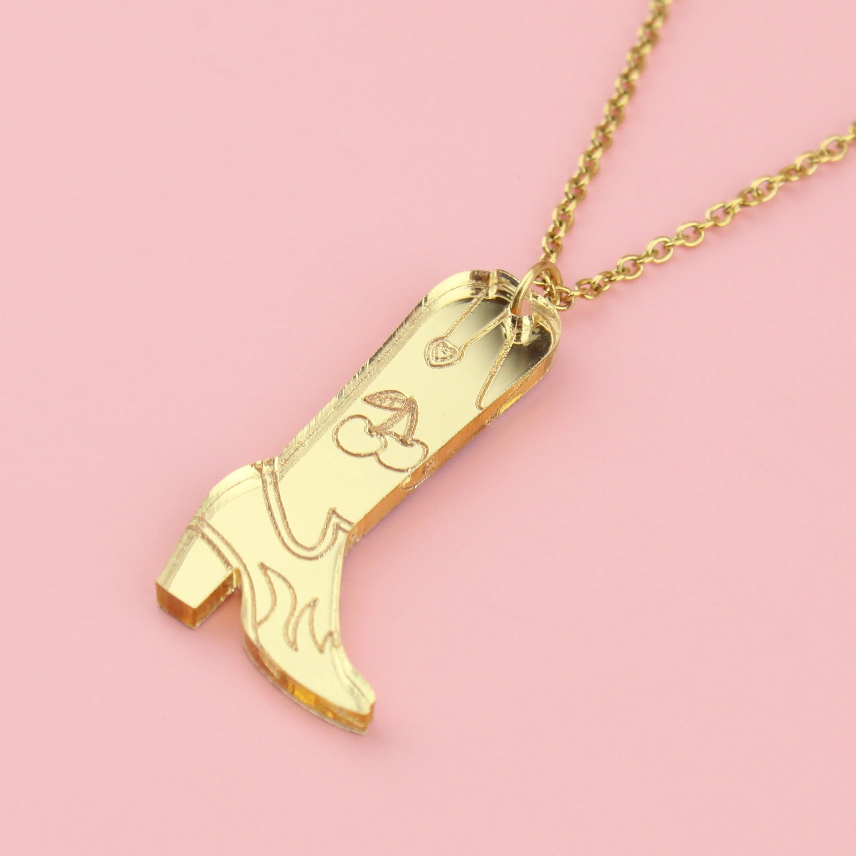 Working 9-5 Gold Cowgirl Boot Necklace - Image 4