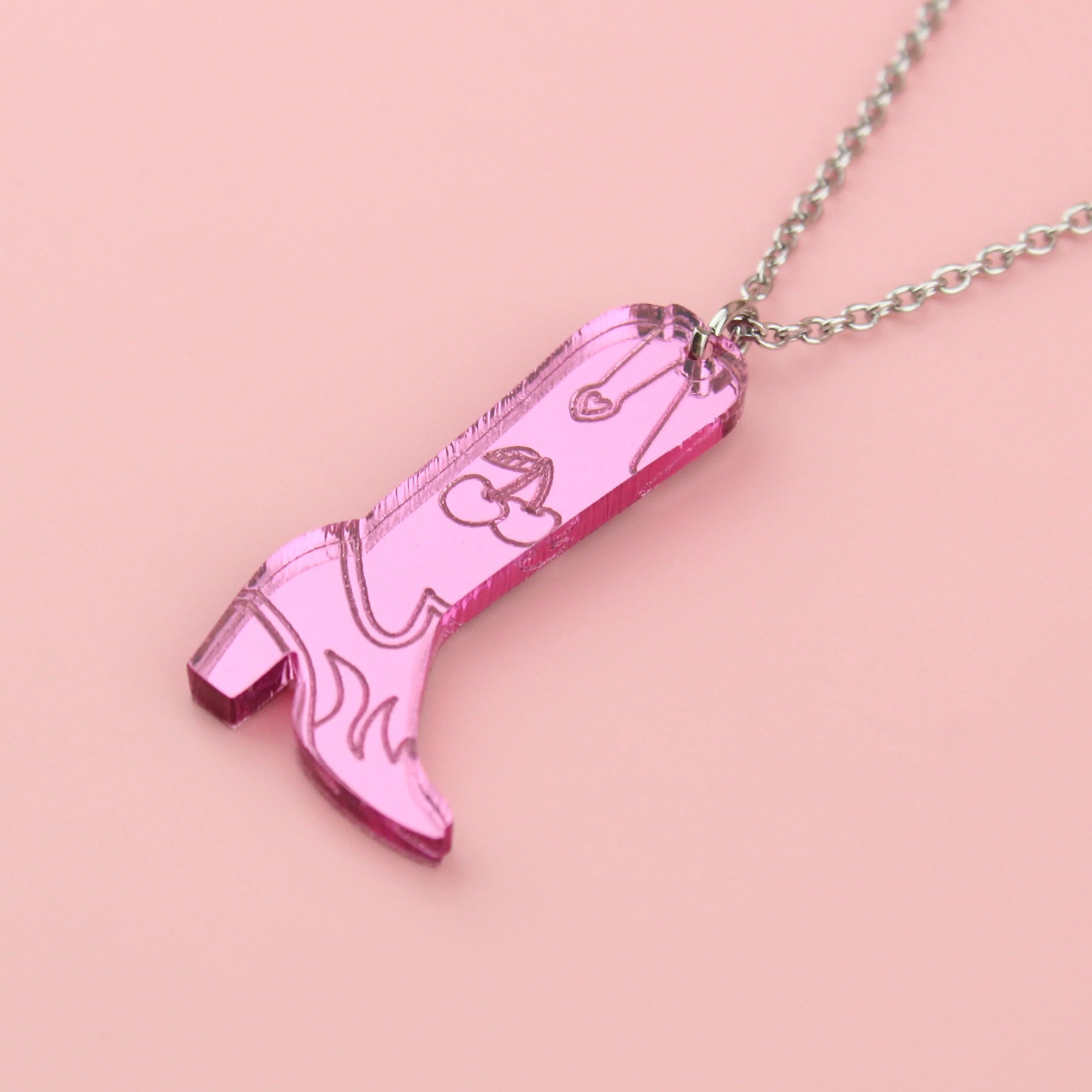 Working 9-5 Pink Cowgirl Boot Necklace - Image 4