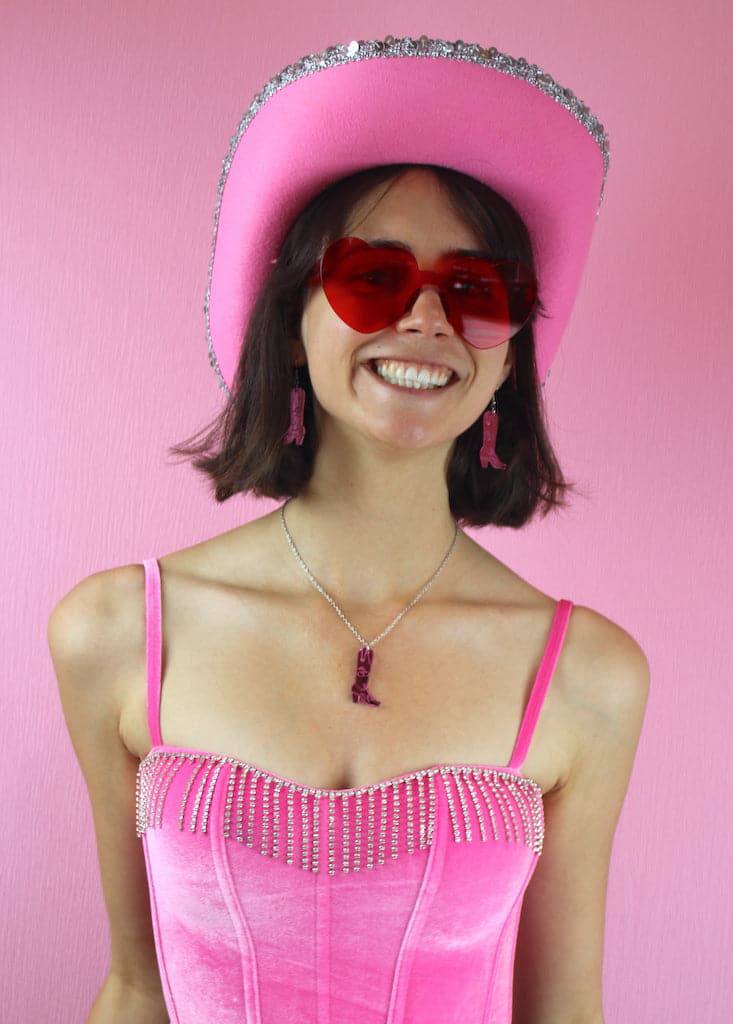 Working 9-5 Pink Cowgirl Boot Necklace - Image 5
