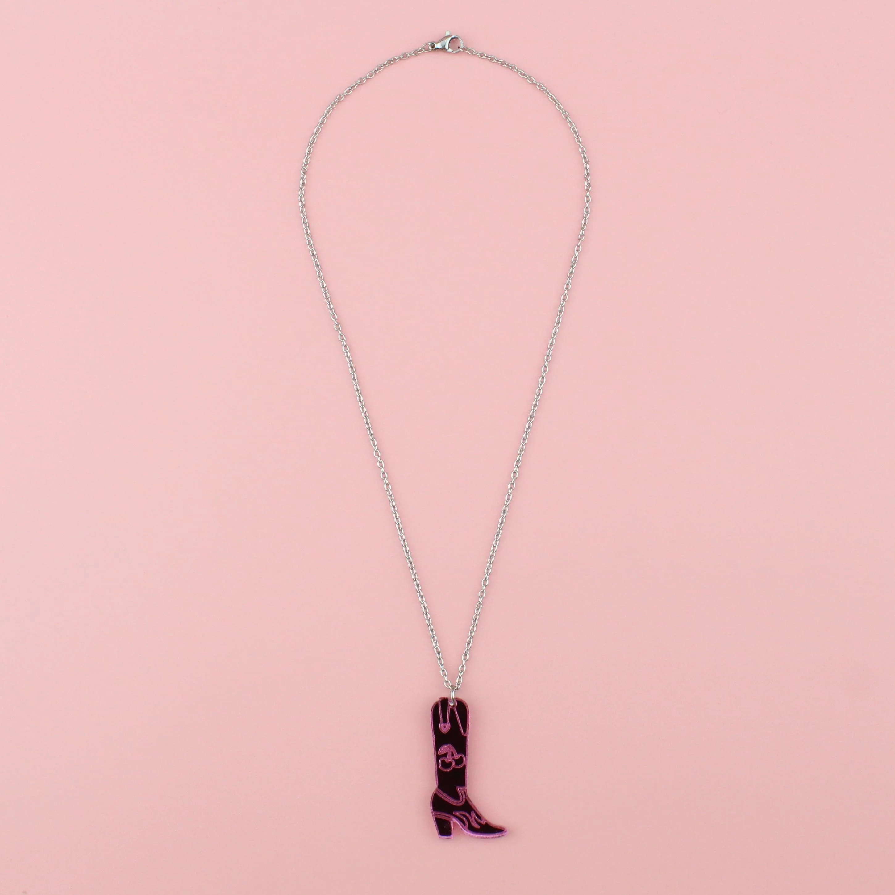 Working 9-5 Pink Cowgirl Boot Necklace - Image 6