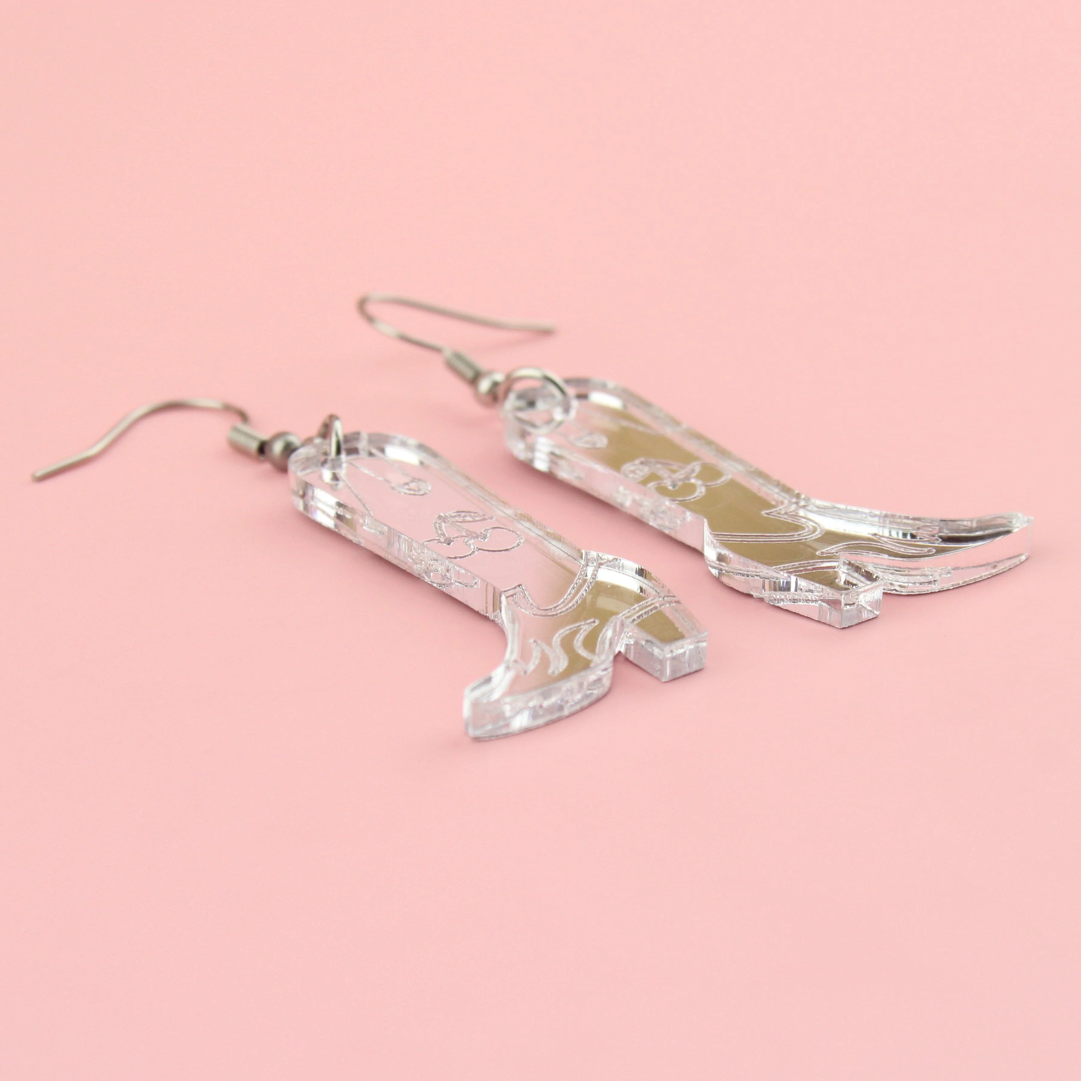 Working 9-5 Silver Cowgirl Boot Earrings - Image 5