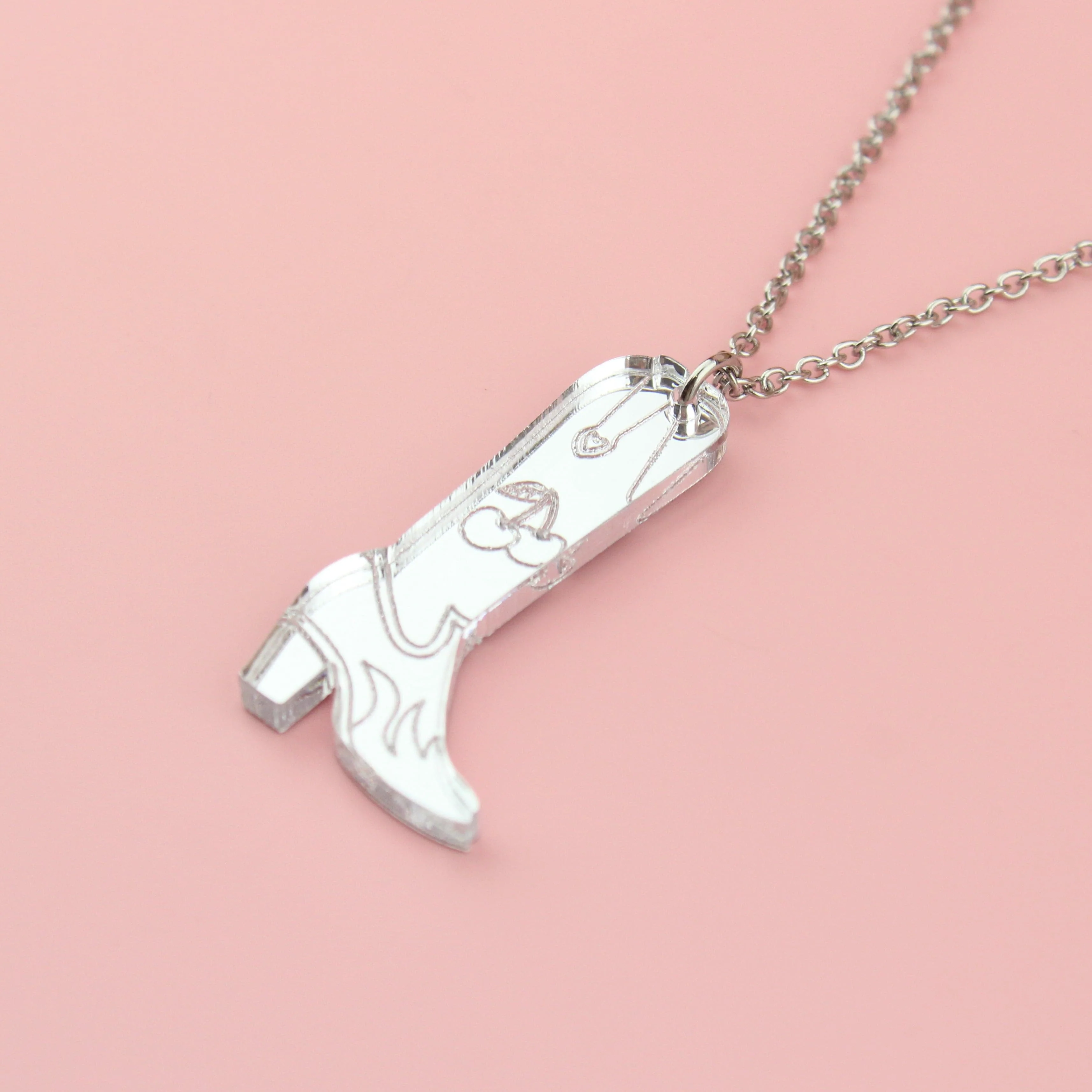 Working 9-5 Silver Cowgirl Boot Necklace - Image 4