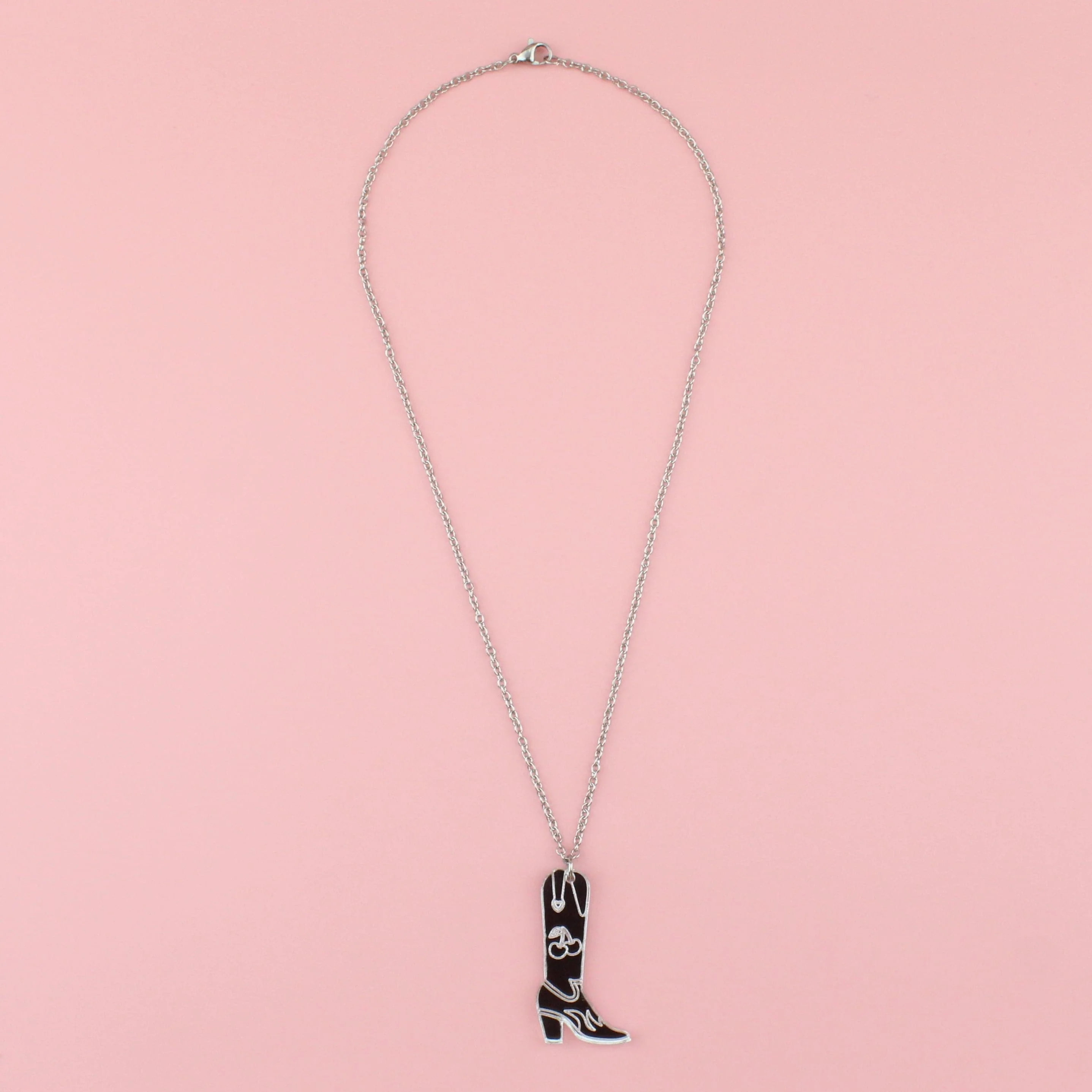Working 9-5 Silver Cowgirl Boot Necklace - Image 6