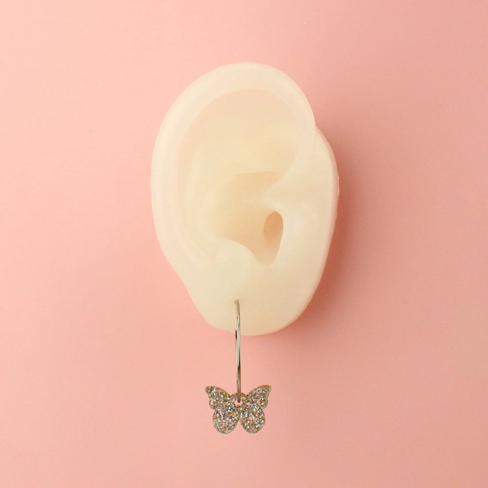 You're My Butterfly, Sugar Baby Hoop Earrings (Holographic Glitter) - Image 4