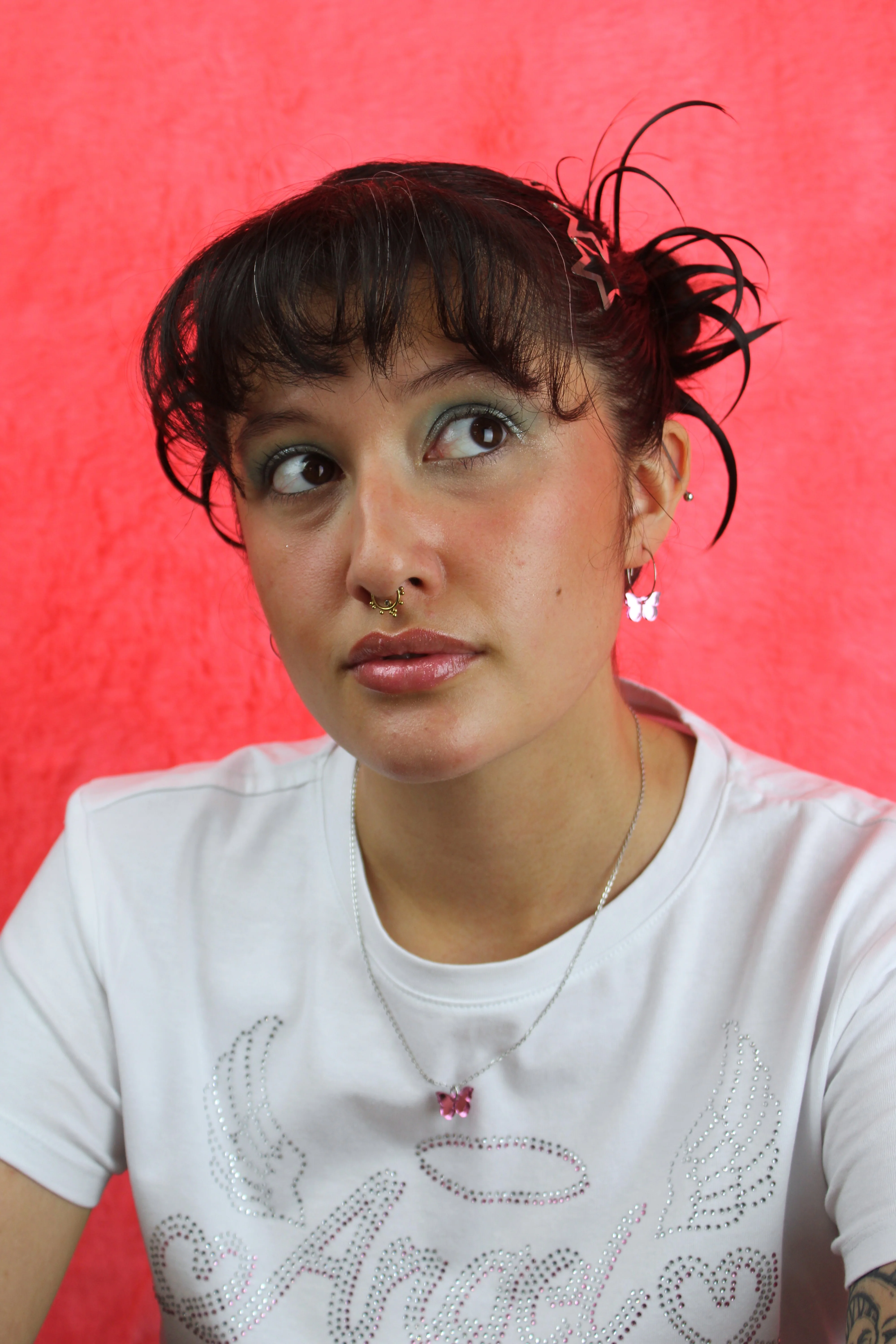 You're My Butterfly, Sugar Baby Hoop Earrings (Pink Mirror) - Image 2