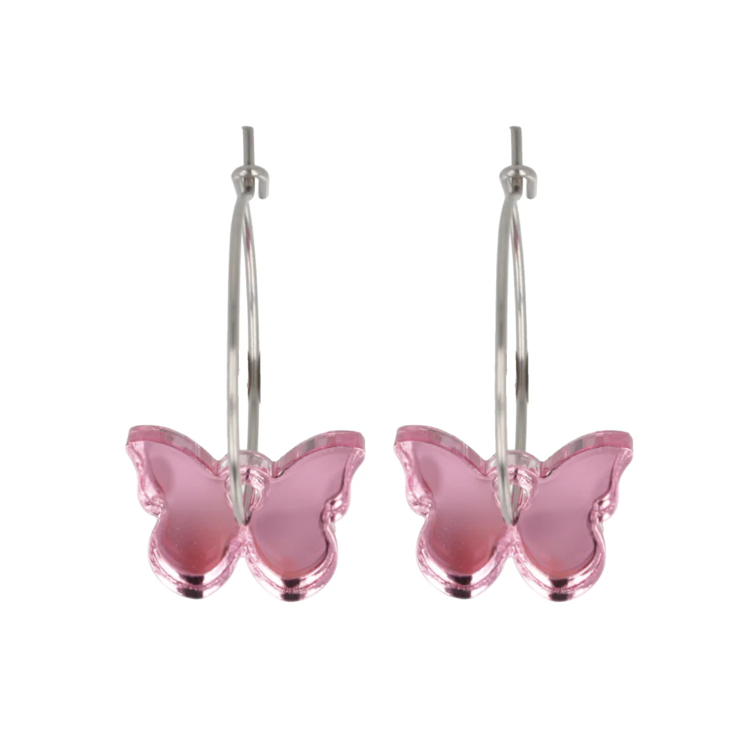 You're My Butterfly, Sugar Baby Hoop Earrings (Pink Mirror) - Image 4