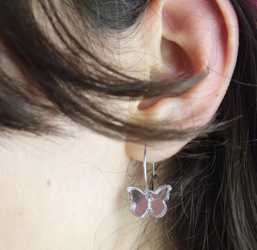 You're My Butterfly, Sugar Baby Hoop Earrings (Silver Mirror) - Image 2