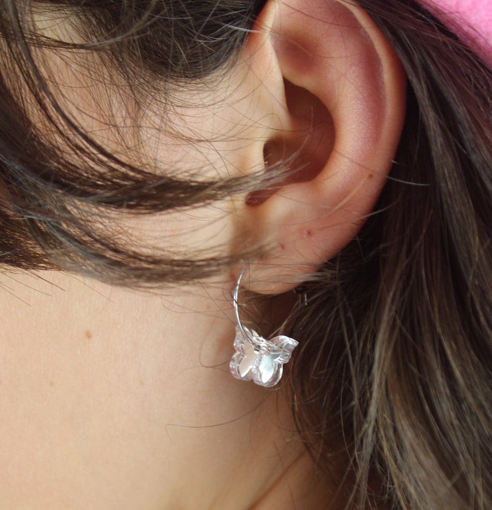 You're My Butterfly, Sugar Baby Hoop Earrings (Silver Mirror) - Image 4